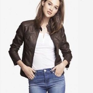 Express Faux Leather Moto Jacket brown